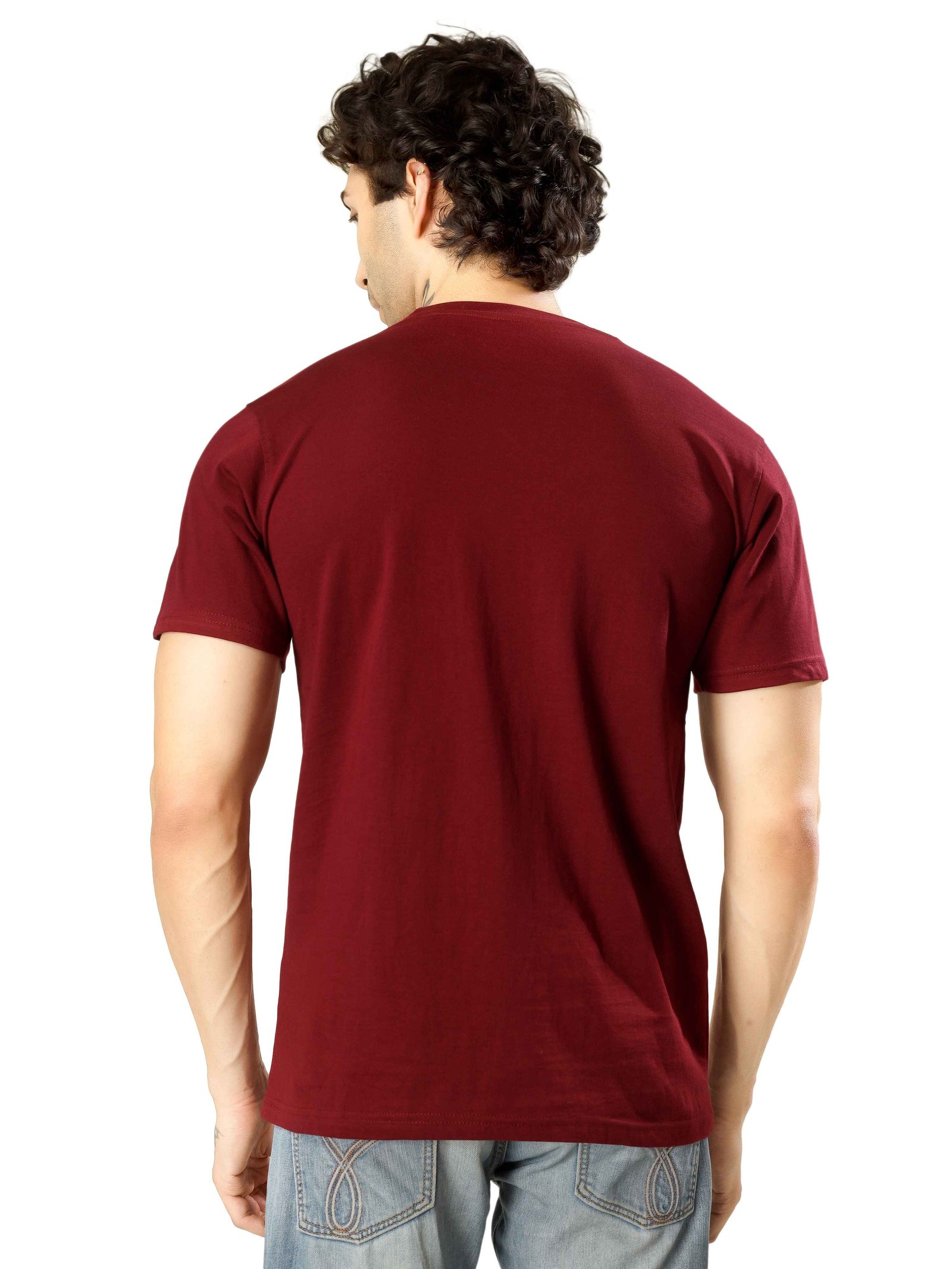 Regular Half Sleeve Plain T-Shirt (Meroon)